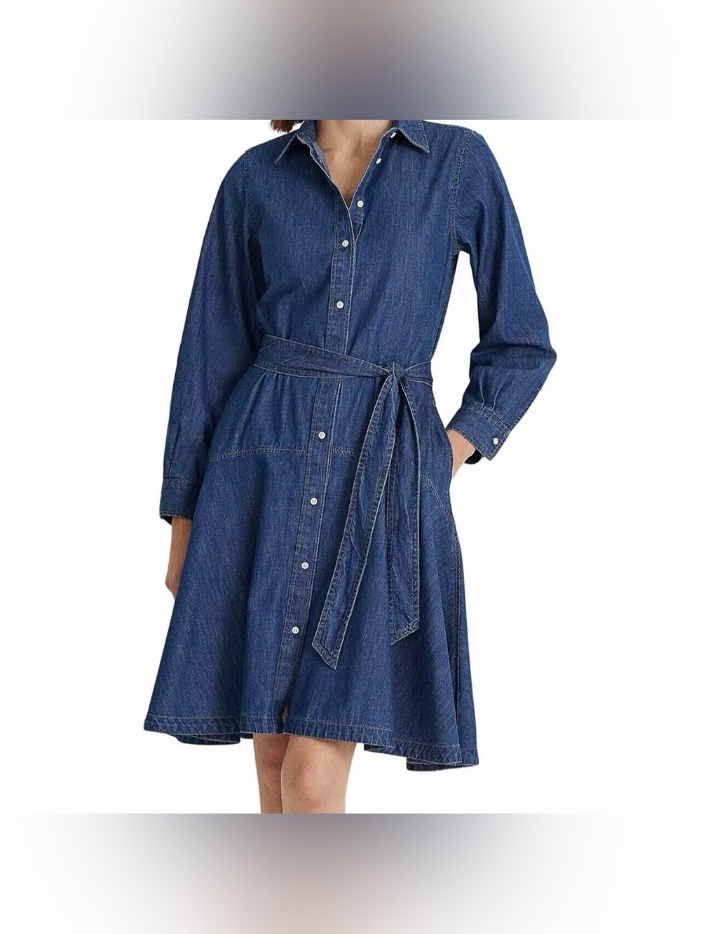 Lauren Ralph Lauren Belted Denim Midi Shirtdress size 8